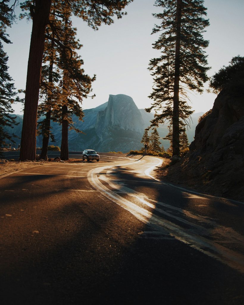 Hyundai driver enjoying a drive through the mountains in California.